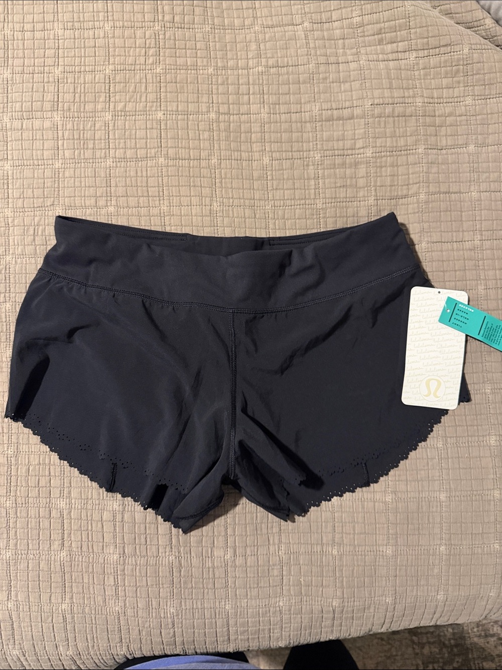 Lululemon Black Athletic Shorts with Scalloped Hem